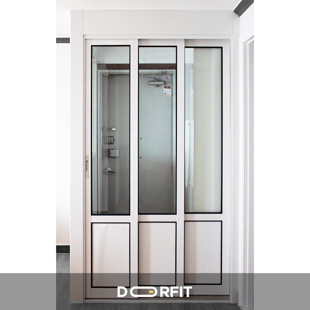 아파트 현관중문 3연동 일반형 중문 - 화이트, 1개 상세 이미지 1