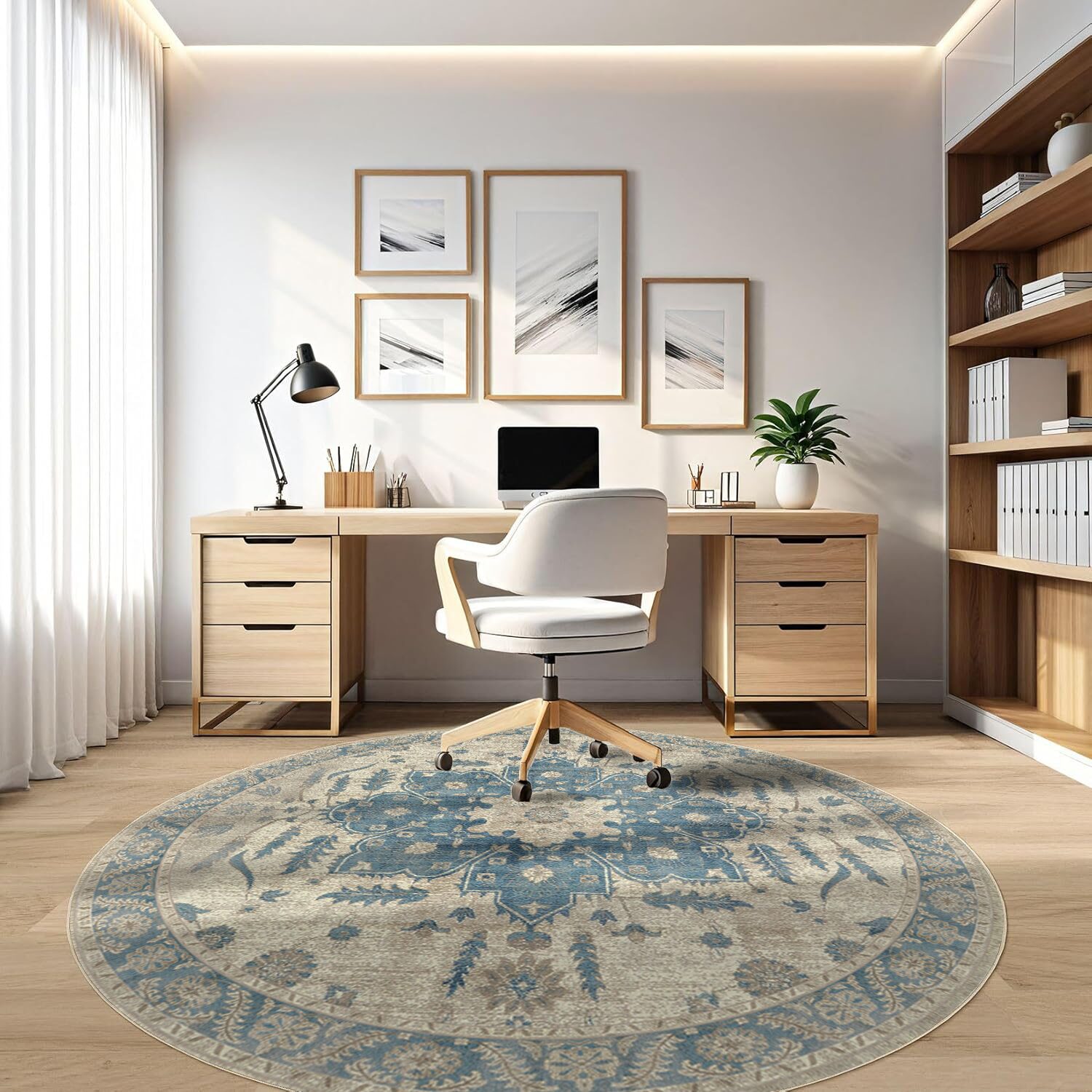 Cloud Loft 원형 벨벳 카펫 부드러운 감촉 접이식 물세탁 쉬운 관리 이사선물 거실 주방 욕실 침실 침대옆 사계절 미니 러그 노르딕 보헤미안 레트로 패션할인 상세 이미지 1