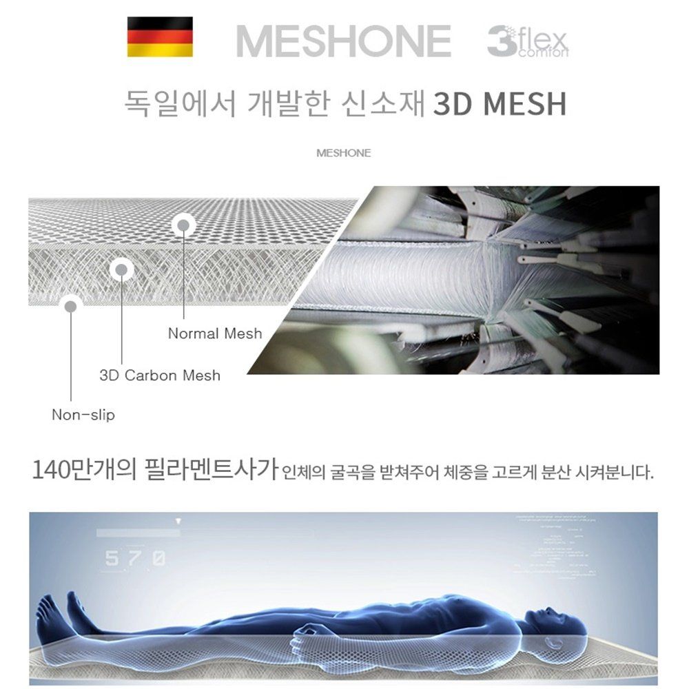 매쉬원 3D Mesh 매트 SC-1108 슈퍼싱글 200x110x0.8cm 메쉬매트 흙 돌침대 전기장판 논슬립 여름 사계절 에어메쉬 에어 쿨 쿨링 통풍 고급 매트리스 추천 상세 이미지 2