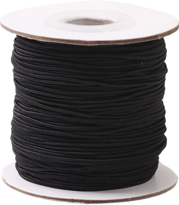 KODACHIEF 비즈 DIY탄력염주끈 1mm x 50m, 블랙, 1개