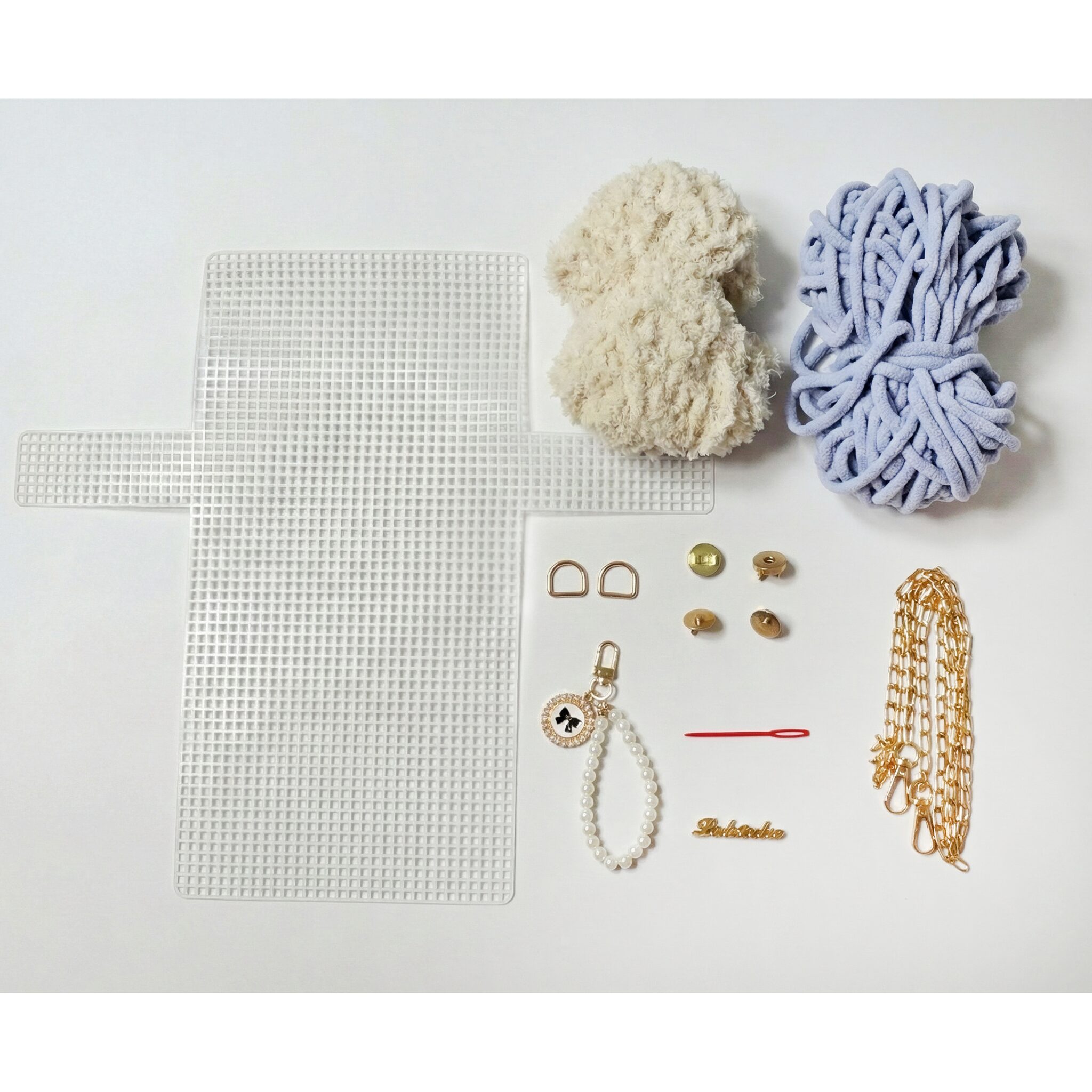 [영상제공] 샤샤벨 네트 공예 레터링키링백 가방 만들기 diy 재료 세트, 화이트핑크, 1개쿠폰할인 상세 이미지 2